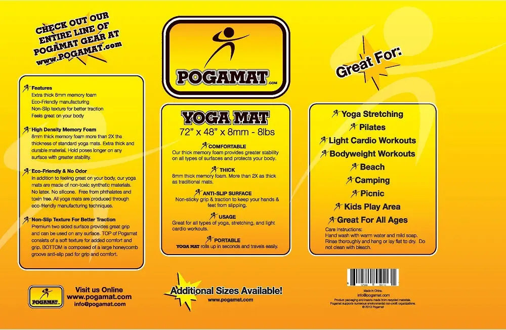 6' x 4' x 8mm Yoga Mat - (24 Square Feet) Pogamat
